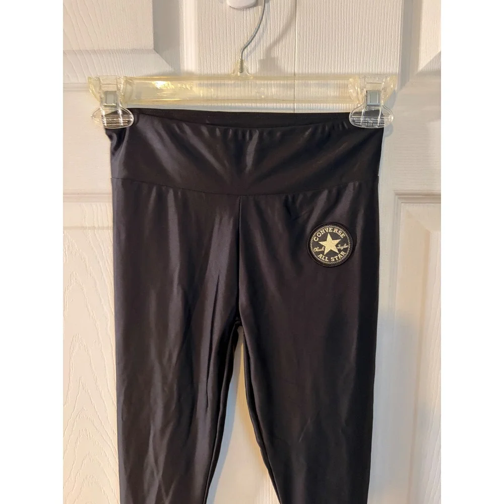Converse All Star Kids Black Athletic Leggings Size S 8-10 Years Chuck Taylor